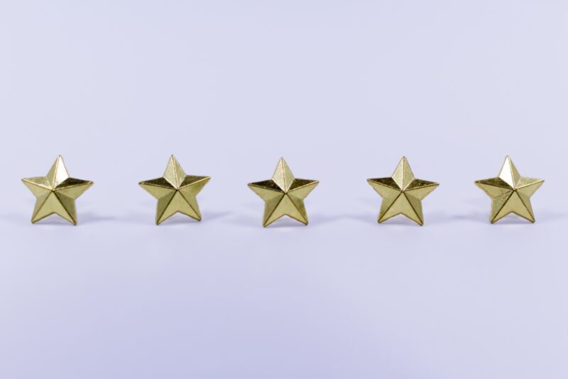 ５つ星の評価